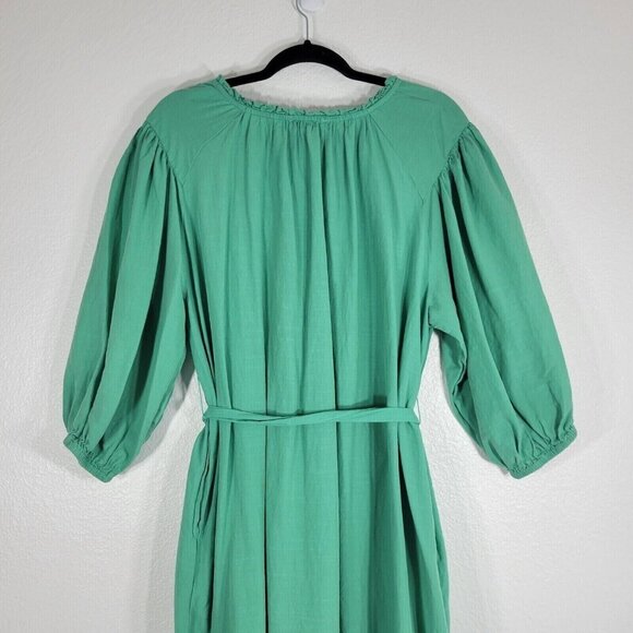 Knox Rose Women Medium Pullover Dress Tie Waist Ruffle Bottom Green Spring - Picture 7 of 10